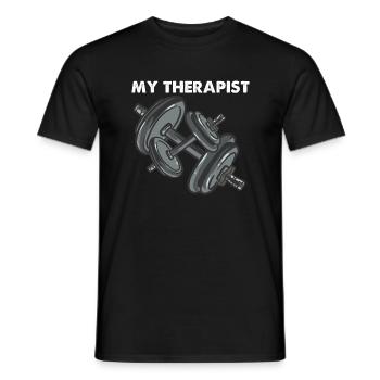 Mein Therapeut Bodybuilding Gewichtheben - Männer T-Shirt - Schwarz - Vorne - AI Model Male 178 light (178cm)