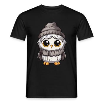 Eule Comic Winter Cozy - Männer T-Shirt - Schwarz - Vorne - AI Model Male 178 light (178cm)