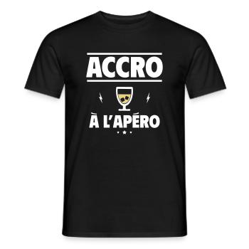 accro à l apéro, pour les amateurs d'apéro - T-shirt homme - noir - Devant - AI Model Male 178 light (178cm)