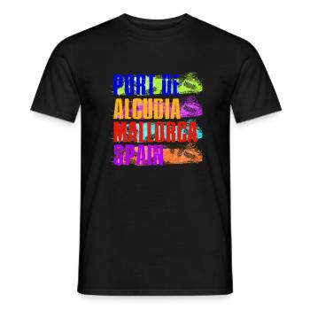 Port De Alcudia Spain Balearic Islands Majorca vacation - Men's T-Shirt - black - Front - AI Model Male 178 light (178cm)