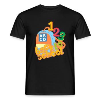 BACK TO SCHOOL BACK PACK / KNOWLEDGE MODE ON 2024 - Men's T-Shirt - black - Front - AI Model Male 178 light (178cm)