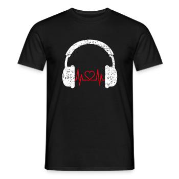 Kopfhörer Herzschlag DJ Musik Geschenk Shirt - Männer T-Shirt - Schwarz - Vorne - AI Model Male 178 light (178cm)