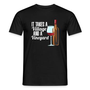 Man braucht ein Dorf und einen Weinberg - Männer T-Shirt - Schwarz - Vorne - AI Model Male 178 light (178cm)