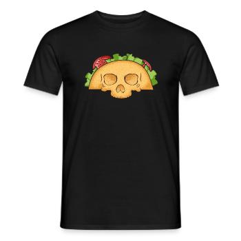 Yummy Taco Skull> Taco Men> Funny Taco - Men's T-Shirt - black - Front - AI Model Male 178 light (178cm)
