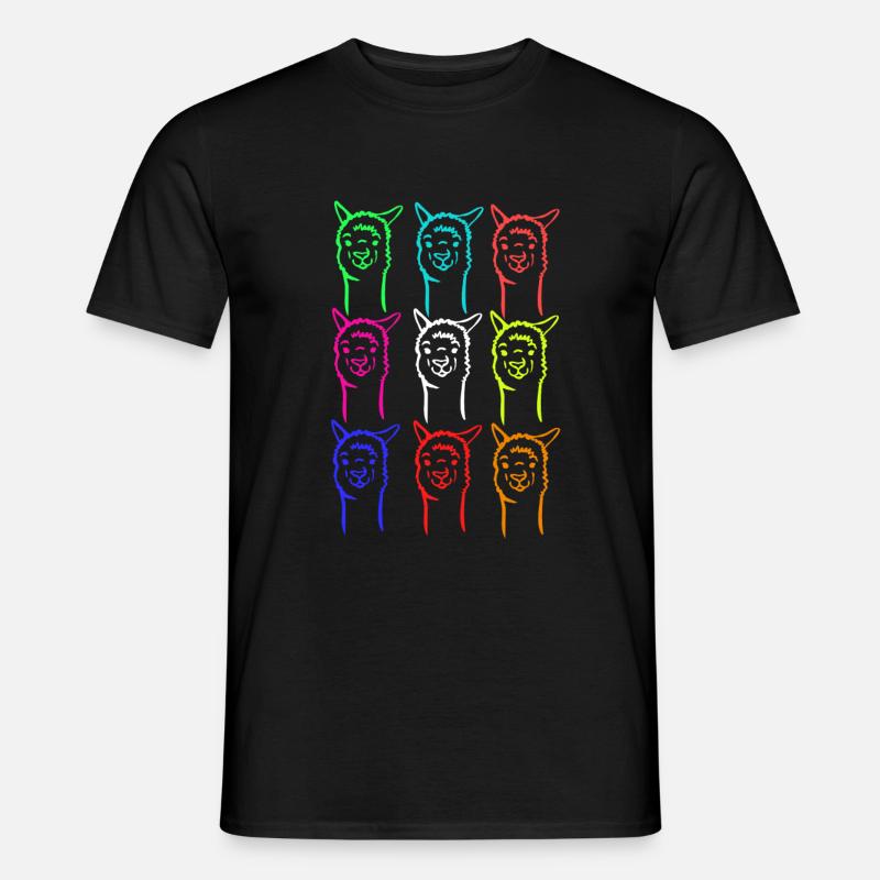 Bunte Alpaca - Männer T-Shirt - Schwarz