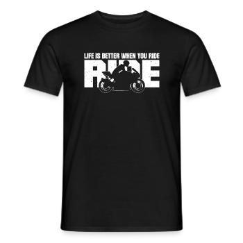 La vie est meilleure lorsque vous conduisez un motard - T-shirt homme - noir - Devant - AI Model Male 178 light (178cm)
