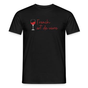 French art de vivre, verre de vin, France ⭐⭐⭐ - T-shirt homme - noir - Devant - AI Model Male 178 light (178cm)