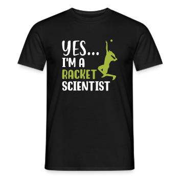 Ja, ich bin ein Racket-Wissenschaftler - Männer T-Shirt - Schwarz - Vorne - AI Model Male 178 light (178cm)