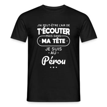 Dans ma tête je suis au Pérou - T-shirt homme - noir - Devant - AI Model Male 178 light (178cm)