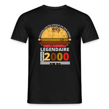 Edition limitée unique à son genre naissance 2000 - T-shirt homme - noir - Devant - AI Model Male 178 light (178cm)