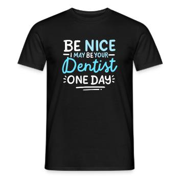 Sei nett, vielleicht bin ich eines Tages dein Zahn - Männer T-Shirt - Schwarz - Vorne - AI Model Male 178 light (178cm)