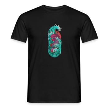 Japanische koi Fische rotes Purpur - Männer T-Shirt - Schwarz - Vorne - AI Model Male 178 light (178cm)