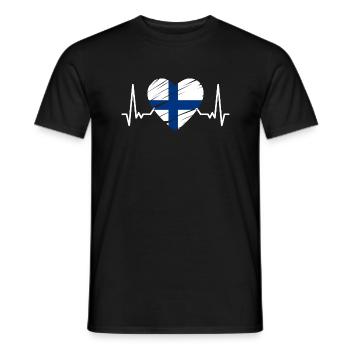 Finnland Flagge Suomi Finnische Fahne Herzschlag - Männer T-Shirt - Schwarz - Vorne - AI Model Male 178 light (178cm)