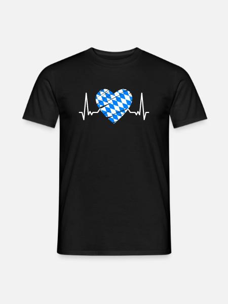 Bayern Flagge Herzschlag Bayerische Fahne Vintage - Männer T-Shirt - Schwarz