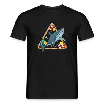 Hai beim Billardspielen - Männer T-Shirt - Schwarz - Vorne - AI Model Male 178 light (178cm)