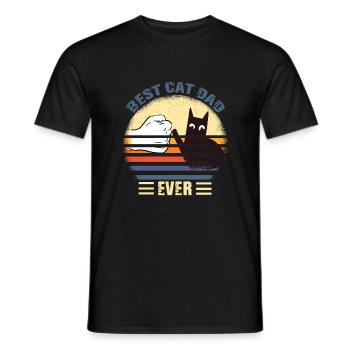 Vintage Best Cat Dad Ever Shirt - Men's T-Shirt - black - Front - AI Model Male 178 light (178cm)
