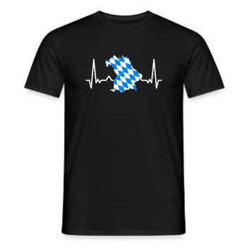 Bavaria Flag Heartbeat Bavarian Flag Vintage - Men's T-Shirt - black - Front - AI Model Male 178 light (178cm)