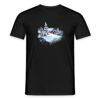 Winterzeit Winter Schnee Landschaft - Männer T-Shirt - Schwarz - Vorne - AI Model Male 178 light (178cm)