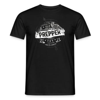 Old Prepper Fox Préparation est tout cadeau - T-shirt homme - noir - Devant - AI Model Male 178 light (178cm)