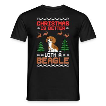 Beagle Dog Puppy Owner Lover Christmas - Men's T-Shirt - black - Front - AI Model Male 178 light (178cm)