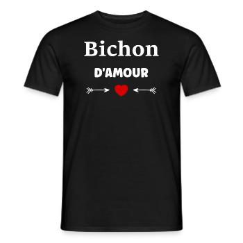 Bichon d'amour - T-shirt homme - noir - Devant - AI Model Male 178 light (178cm)