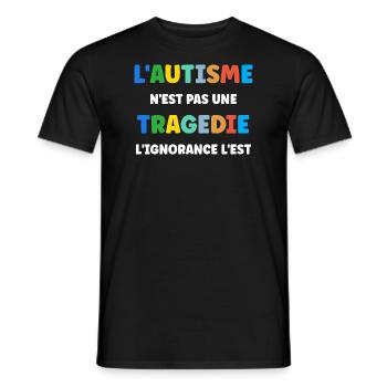 L'autisme n'est pas une tragédie - T-shirt homme - noir - Devant - AI Model Male 178 light (178cm)