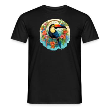 Toucan with dream catcher - Men's T-Shirt - black - Front - AI Model Male 178 light (178cm)