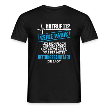 Paramedic, Emergency 112 not panic - Men's T-Shirt - black - Front - AI Model Male 178 light (178cm)