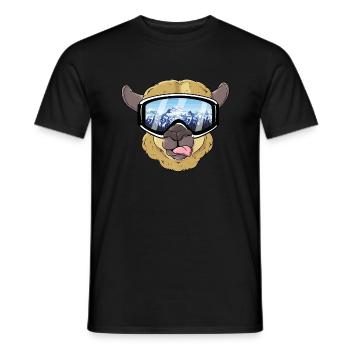 Alpaga avec masque de ski et paysage hivernal - T-shirt homme - noir - Devant - AI Model Male 178 light (178cm)