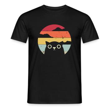 Lustige Katze im Retro-Stil - Männer T-Shirt - Schwarz - Vorne - AI Model Male 178 light (178cm)