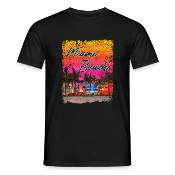 Miami Beach 80er Retro Vaporwave - Männer T-Shirt - Schwarz - Vorne - AI Model Male 178 light (178cm)