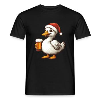 Goose Christmas Beer Funny - Men's T-Shirt - black - Front - AI Model Male 178 light (178cm)