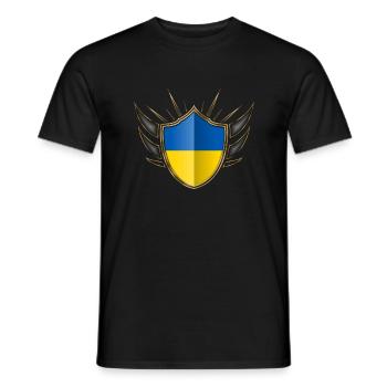 Ukraine Flagge Wappen Gold 014 - Männer T-Shirt - Schwarz - Vorne - AI Model Male 178 light (178cm)