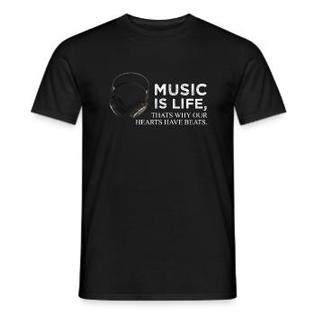 Écouteurs Heartbeat Music is Life - T-shirt homme - noir - Devant - AI Model Male 178 light (178cm)