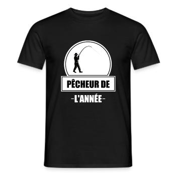 Pêcheur de l'année t-shirt homme pêche cadeau - T-shirt homme - noir - Devant - AI Model Male 178 light (178cm)