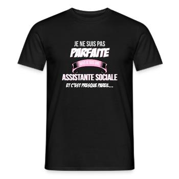 Assistante sociale cadeau humour - T-shirt homme - noir - Devant - AI Model Male 178 light (178cm)