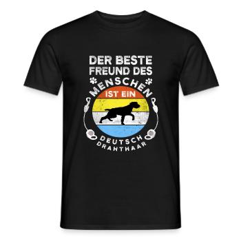 Deutsch Drahthaar und Deutsch Stichelhaar , Hunde - Männer T-Shirt - Schwarz - Vorne - AI Model Male 178 light (178cm)