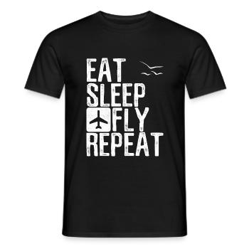 Eat Sleep Fly Repeat Pilot Gift - Men's T-Shirt - black - Front - AI Model Male 178 light (178cm)