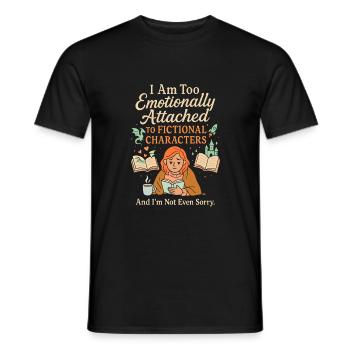 Ich bin zu sehr emotional an fiktive Charaktere - Männer T-Shirt - Schwarz - Vorne - AI Model Male 178 light (178cm)