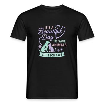 Es ist ein schöner Tag, um Tiere zu retten - Männer T-Shirt - Schwarz - Vorne - AI Model Male 178 light (178cm)