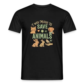 Ich wurde geschaffen, um Tiere zu retten - Männer T-Shirt - Schwarz - Vorne - AI Model Male 178 light (178cm)
