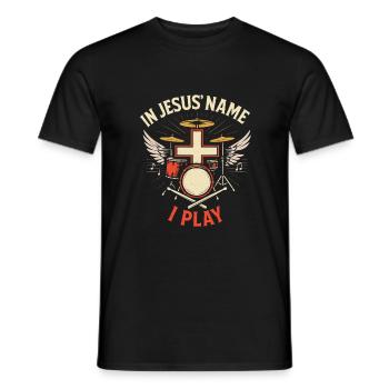 In Jesu Namen spiele ich - Männer T-Shirt - Schwarz - Vorne - AI Model Male 178 light (178cm)