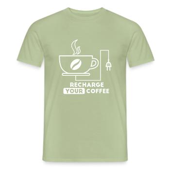 Recharge your coffee - Männer T-Shirt - Sage - Vorne - AI Model Male 178 light (178cm)