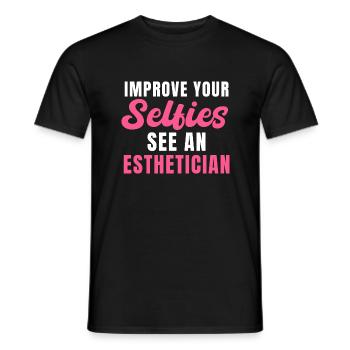Verbessern Sie Ihre Selfies bei einer Kosmetikerin - Männer T-Shirt - Schwarz - Vorne - AI Model Male 178 light (178cm)