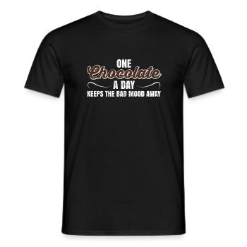 One Chocolate A Day Keeps Bad Mood Away Gift - Men's T-Shirt - black - Front - AI Model Male 178 light (178cm)