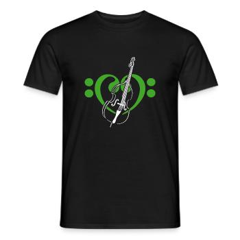 Cœur de clés basses avec contrebasse - T-shirt homme - noir - Devant - AI Model Male 178 light (178cm)