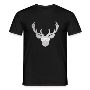 Glasses with deer in silver and white for costume - Men's T-Shirt - black - Front - AI Model Male 178 light (178cm)