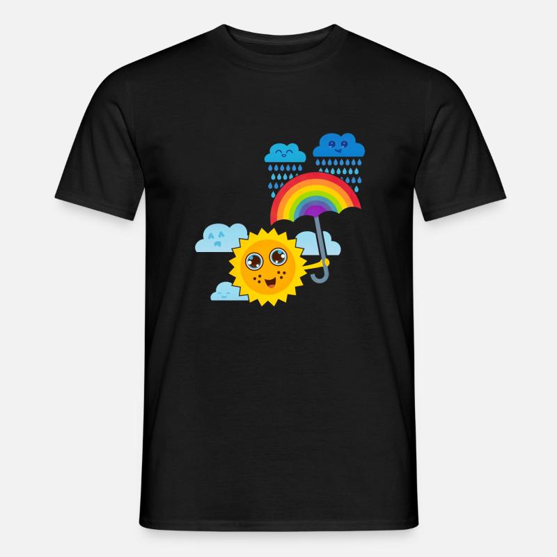 Sonne & Regenbogen-Schirm - Männer T-Shirt - Schwarz