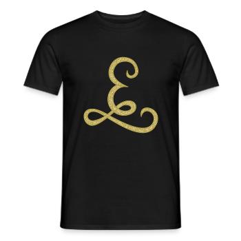 E - gold, letter, alphabet, monogram - Männer T-Shirt - Schwarz - Vorne - AI Model Male 178 light (178cm)