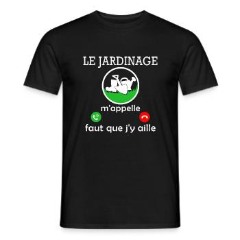 le jardinage m'appelle / humour jardinier - T-shirt homme - noir - Devant - AI Model Male 178 light (178cm)